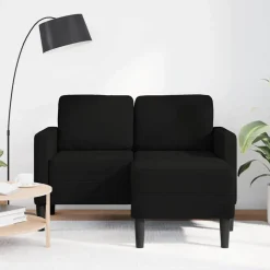 vidaXL 2-zitsbank met ligchaise L-vormig 125 cm stof zwart