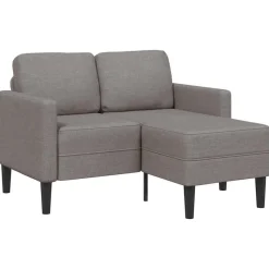 vidaXL 2-zitsbank met ligstoel L-vormig taupe 125 cm stof