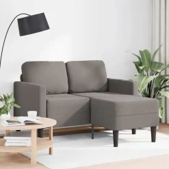 vidaXL 2-zitsbank met ligstoel L-vormig taupe 125 cm stof