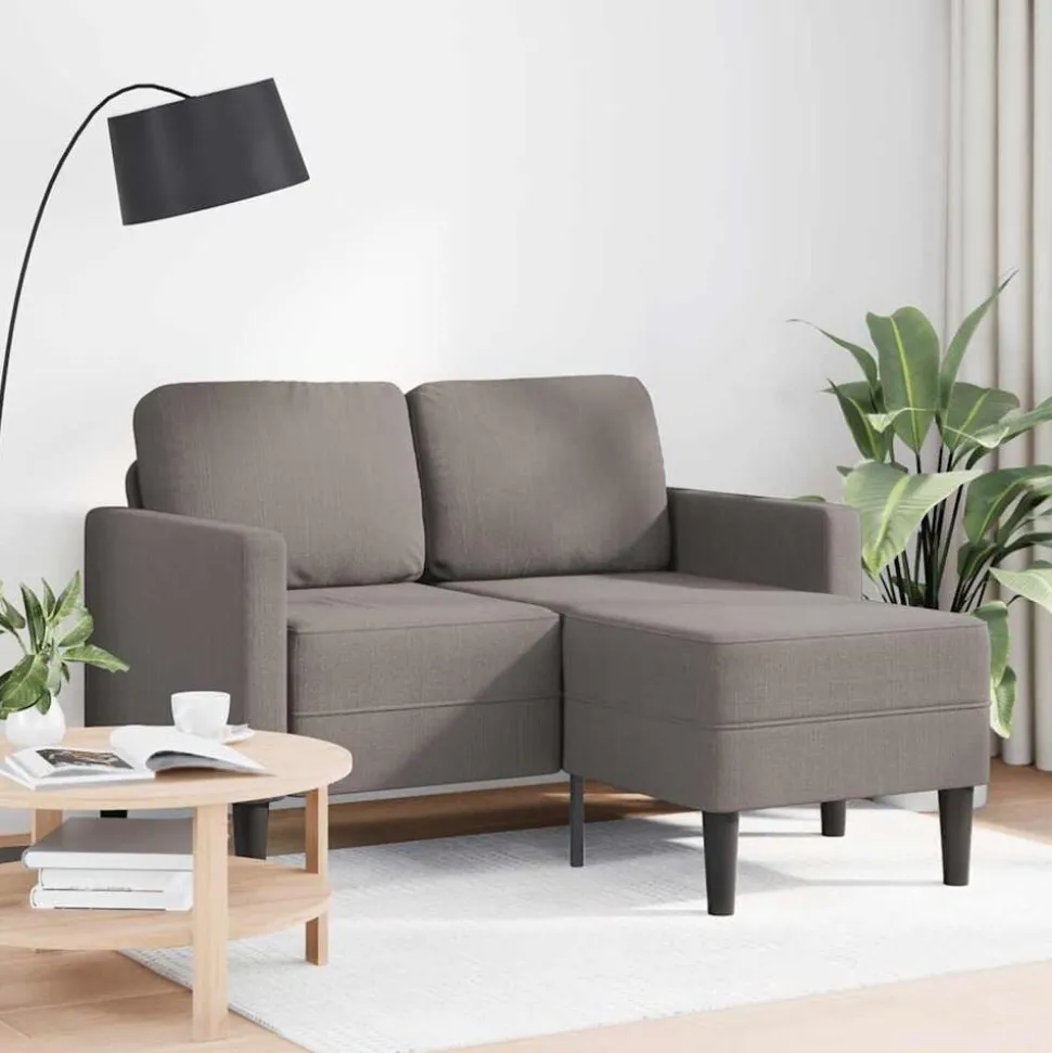 vidaXL 2-zitsbank met ligstoel L-vormig taupe 125 cm stof