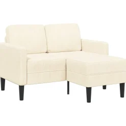 vidaXL 2-zitsbank met ligstoel L-vormig crèmekleurig 125 cm linnen