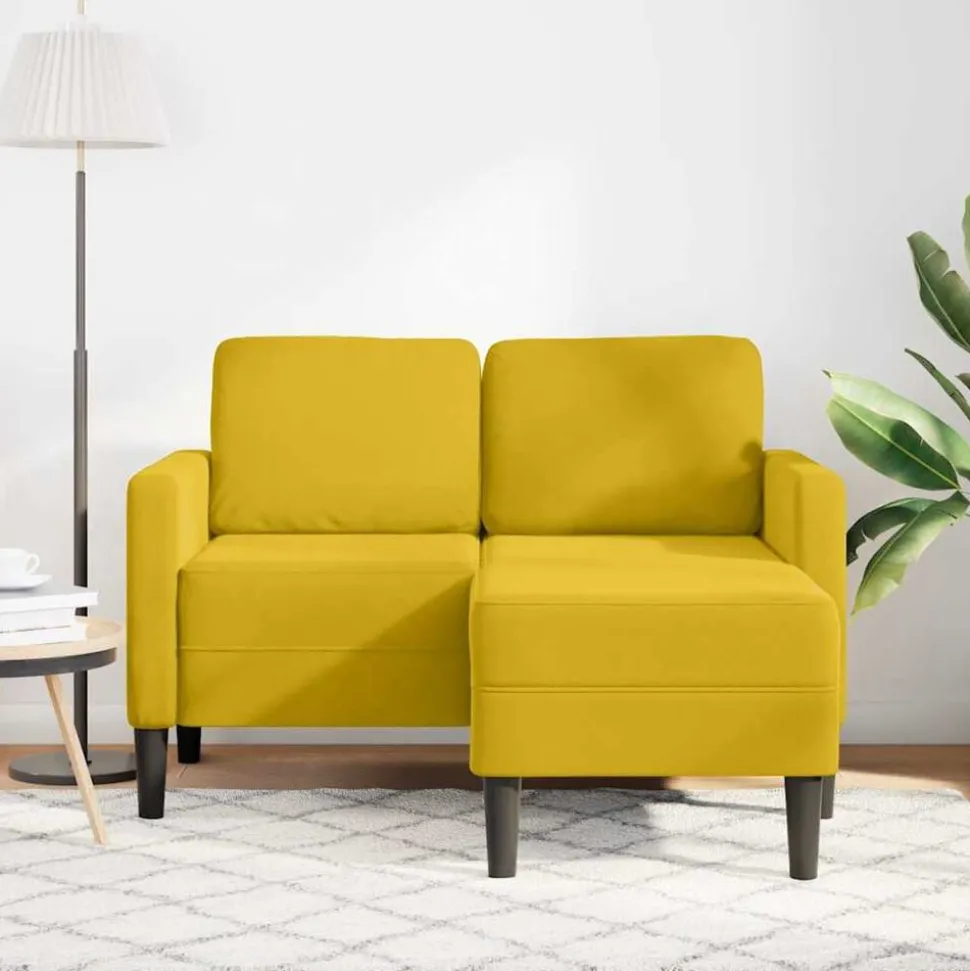 vidaXL 2-zitsbank met ligstoel L-vormig 125 cm fluweel geel