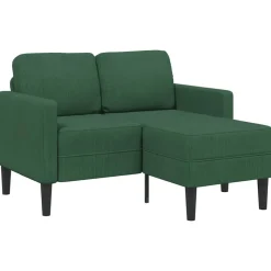 vidaXL 2-zitsbank met ligstoel L-vorm donkergroen 125 cm linnen