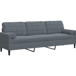 vidaXL 3-zitsbank met sierkussens 210 cm fluweel donkergrijs