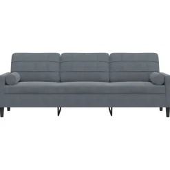 vidaXL 3-zitsbank met sierkussens 210 cm fluweel donkergrijs