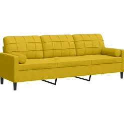 vidaXL 3-zitsbank met sierkussens 210 cm fluweel geel