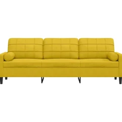 vidaXL 3-zitsbank met sierkussens 210 cm fluweel geel