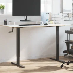 vidaXL Zit-sta bureauframe (94-135)x60x(70-114) cm staal zwart