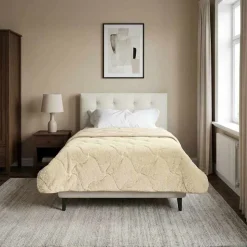 vidaXL Zomer Dekbed Crème 135 x 200 cm Microfiber en Teddy fleece