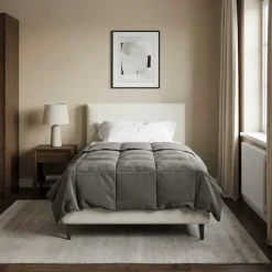 vidaXL Zomer Dekbed Gekwilt Lichtgrijs 135 x 200 cm Microfiber