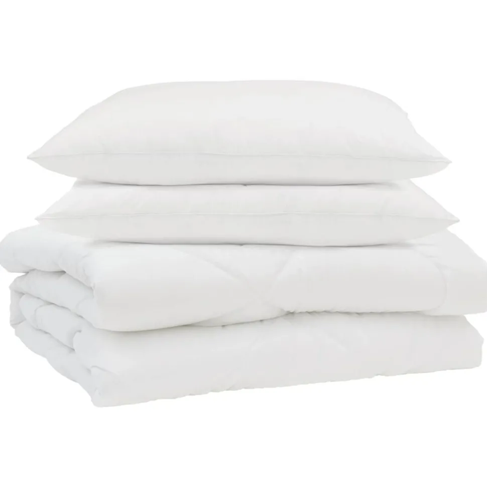vidaXL Zomer Dekbed met kussen 3 pcs Wit Microfibre