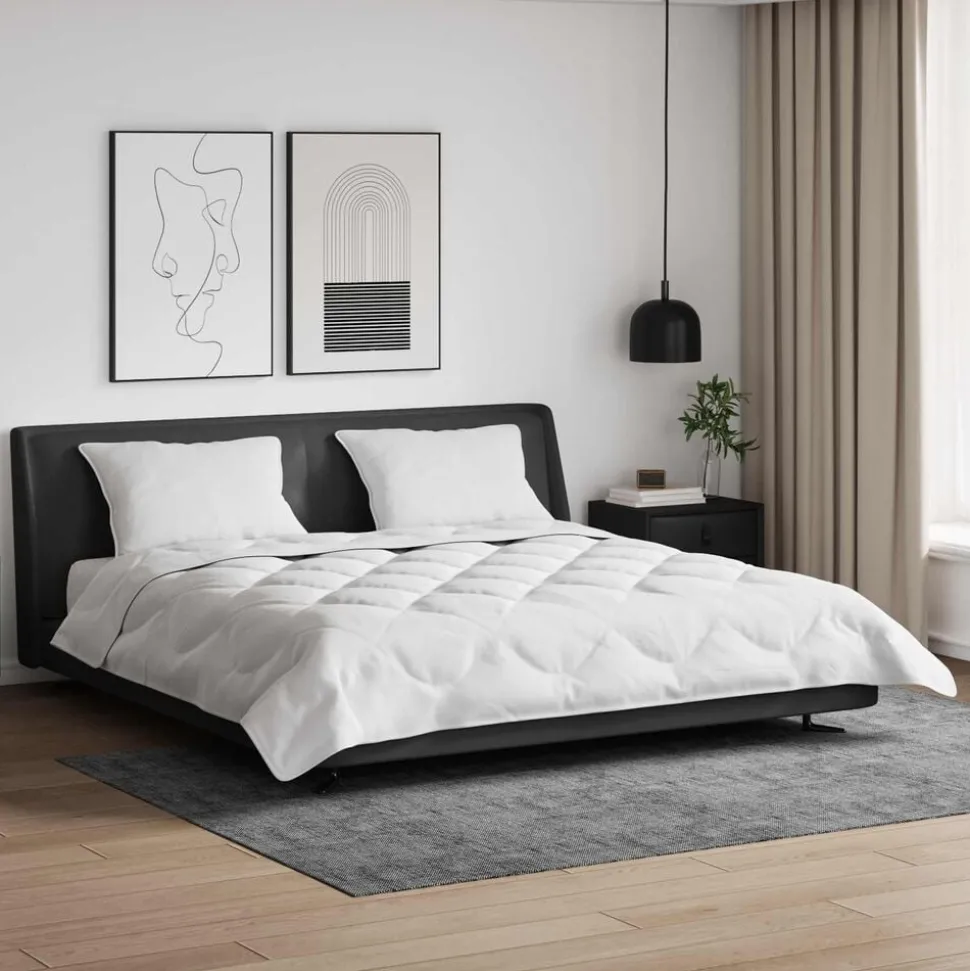 vidaXL Zomer Dekbed met kussen 3 pcs Wit Microfibre