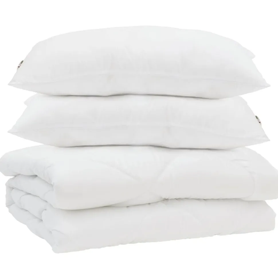 vidaXL Zomer Dekbed met kussen 3 pcs Wit Microfibre