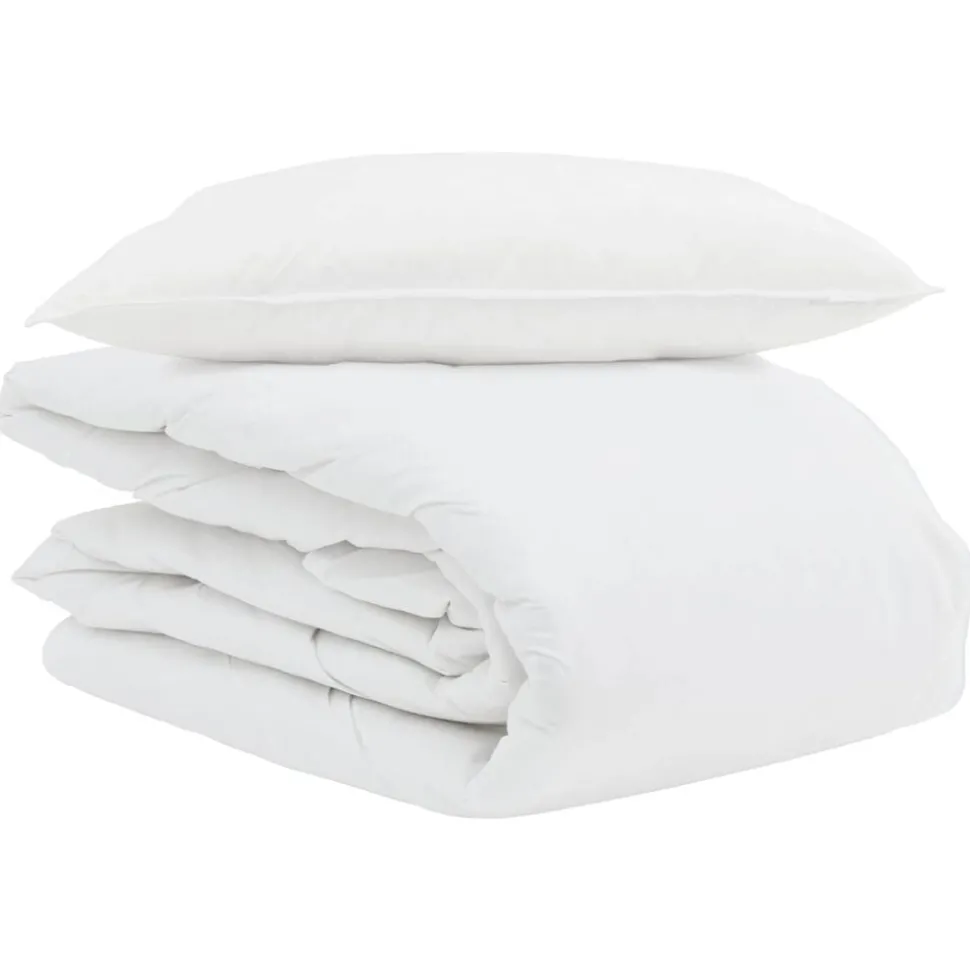 vidaXL Zomer Dekbed met kussen 2 pcs Wit Donsveertjes