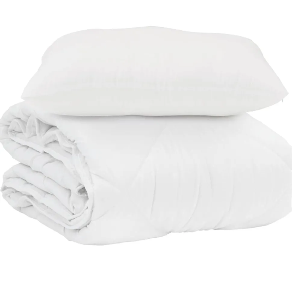 vidaXL Zomer Dekbed met kussen 2 pcs Wit Microvezel