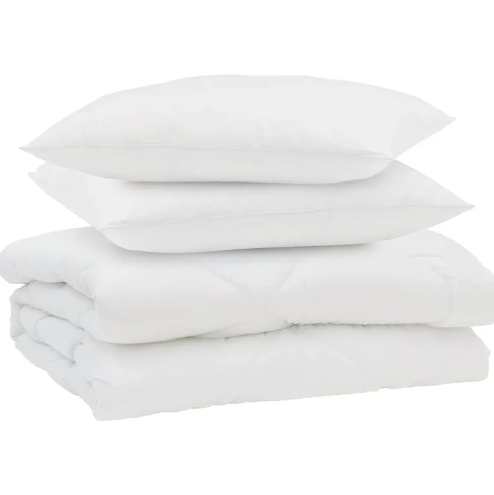 vidaXL Zomer Dekbed met kussen 3 pcs Wit Microfibre