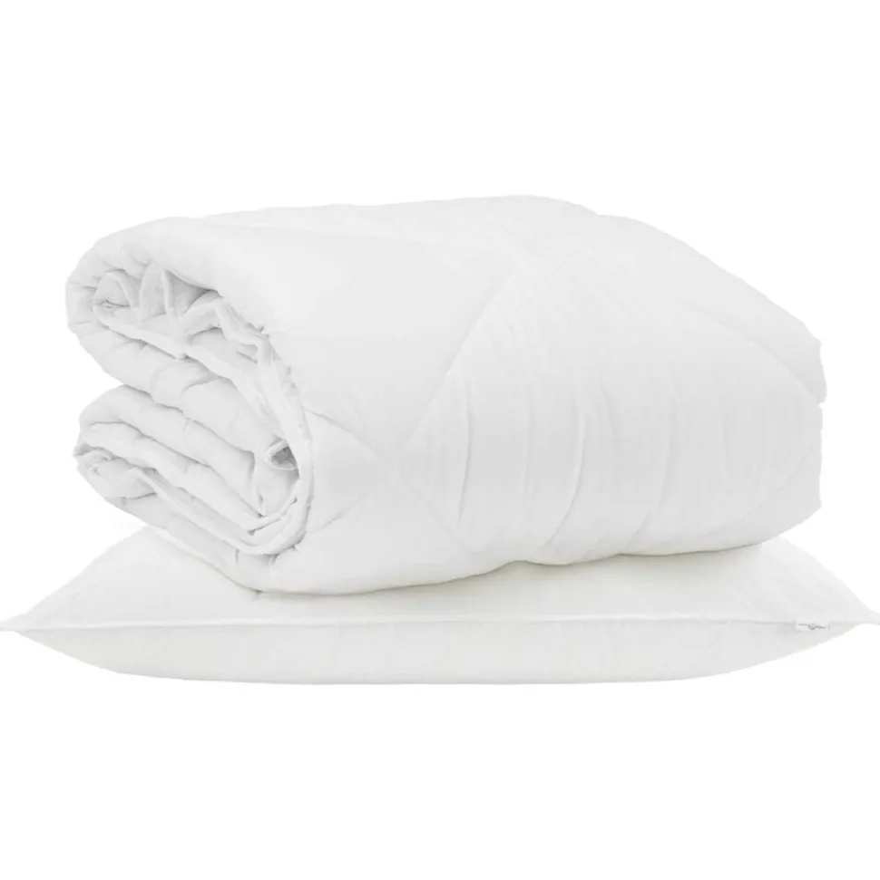 vidaXL Zomer Dekbed met kussen 2 pcs Wit Microvezel