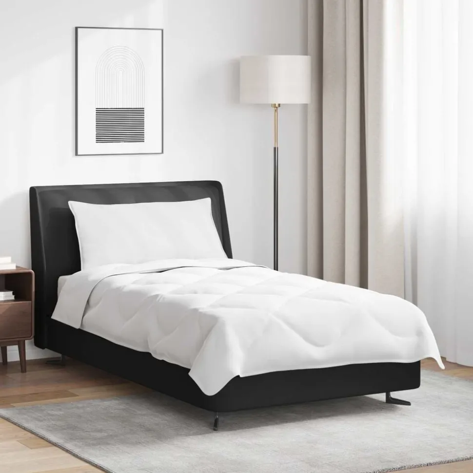 vidaXL Zomer Dekbed met kussen 2 pcs Wit Microvezel
