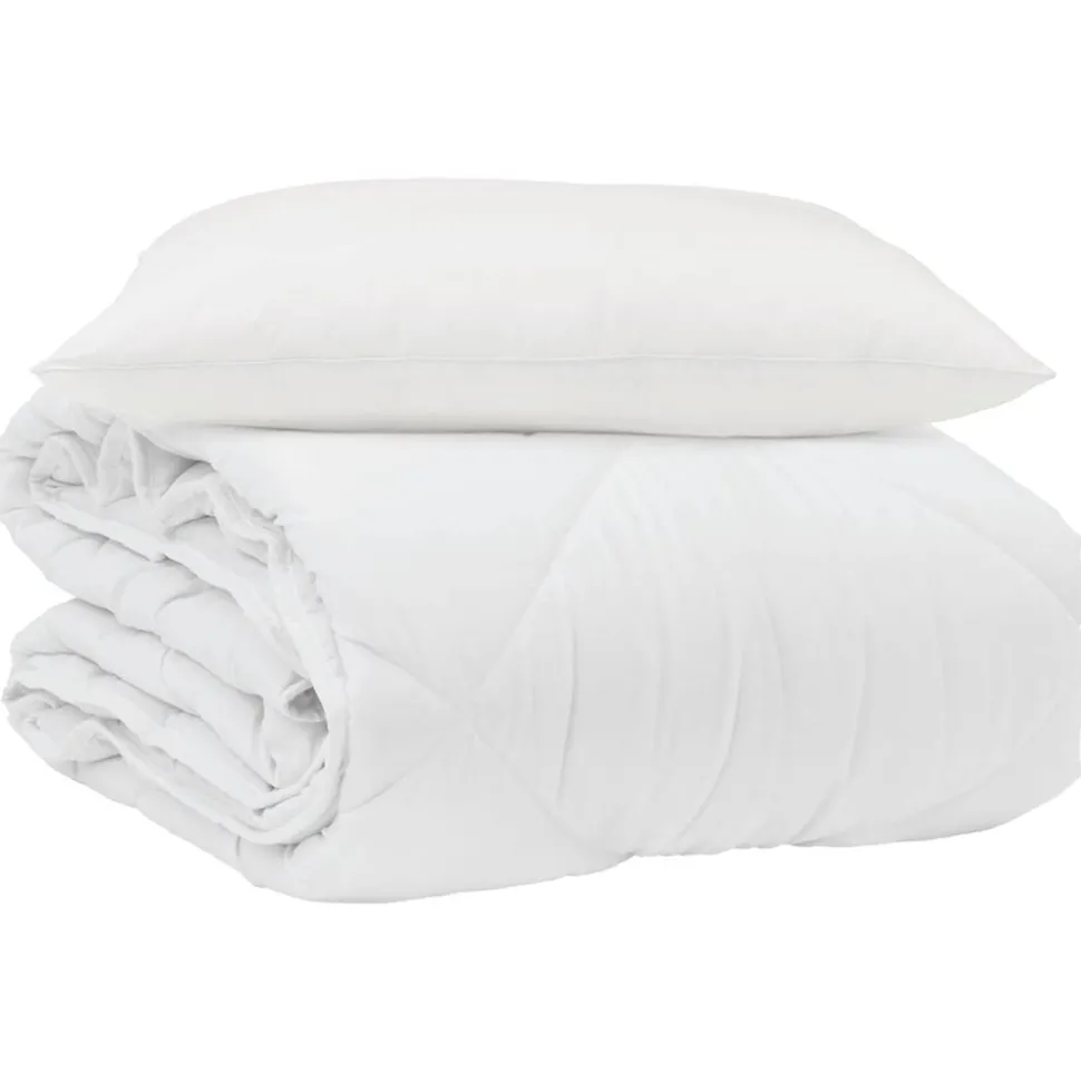vidaXL Zomer Dekbed met kussen 2 pcs Wit Microvezel