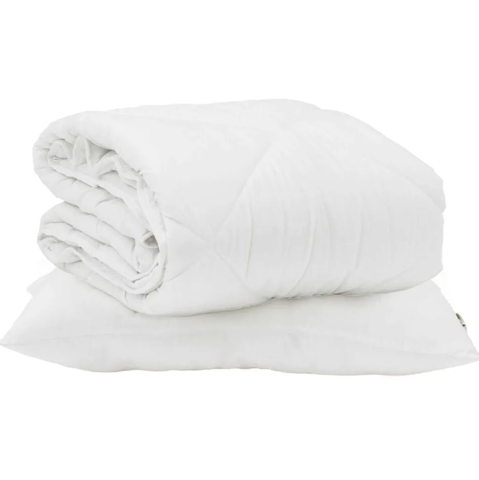 vidaXL Zomer Dekbed met kussen 2 pcs Wit Microvezel