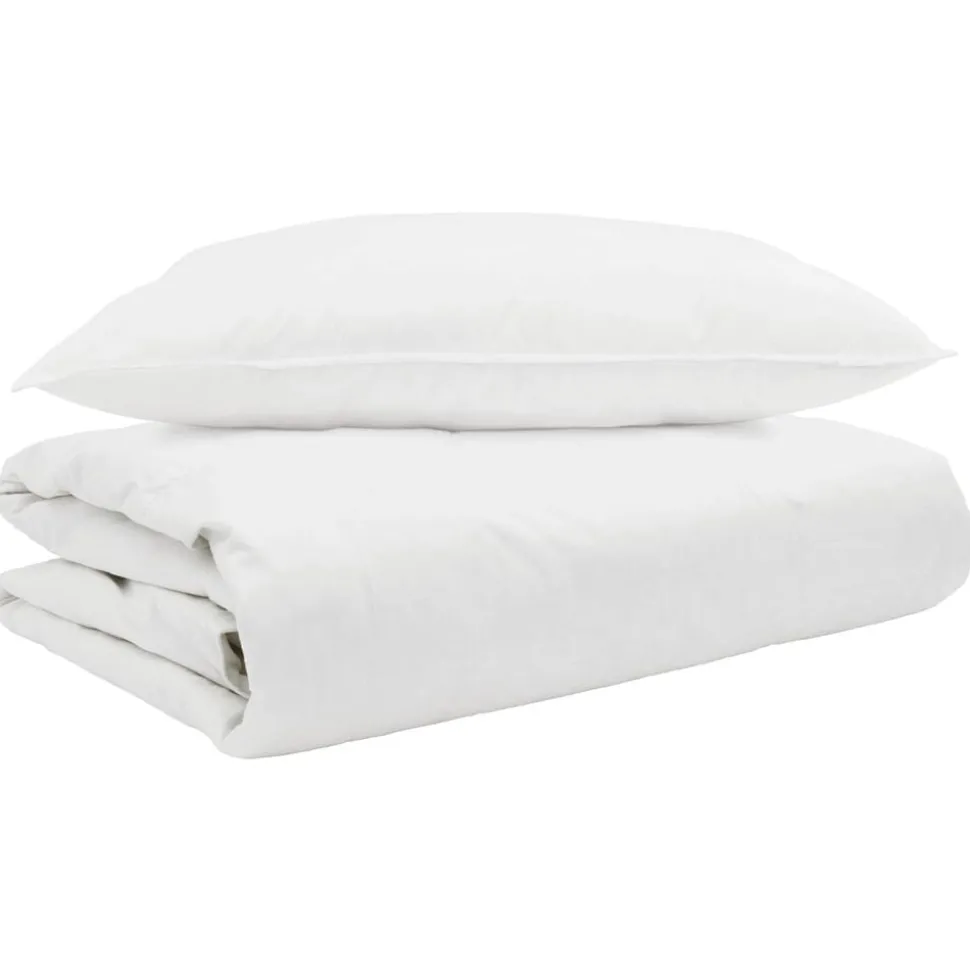 vidaXL Zomer Dekbed met kussen 2 pcs Wit Donsveertjes