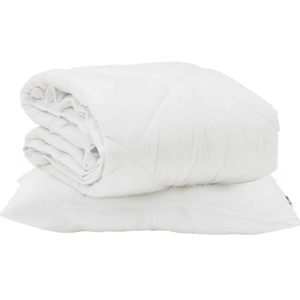 vidaXL Zomer Dekbed met kussen 2 pcs Wit Microvezel