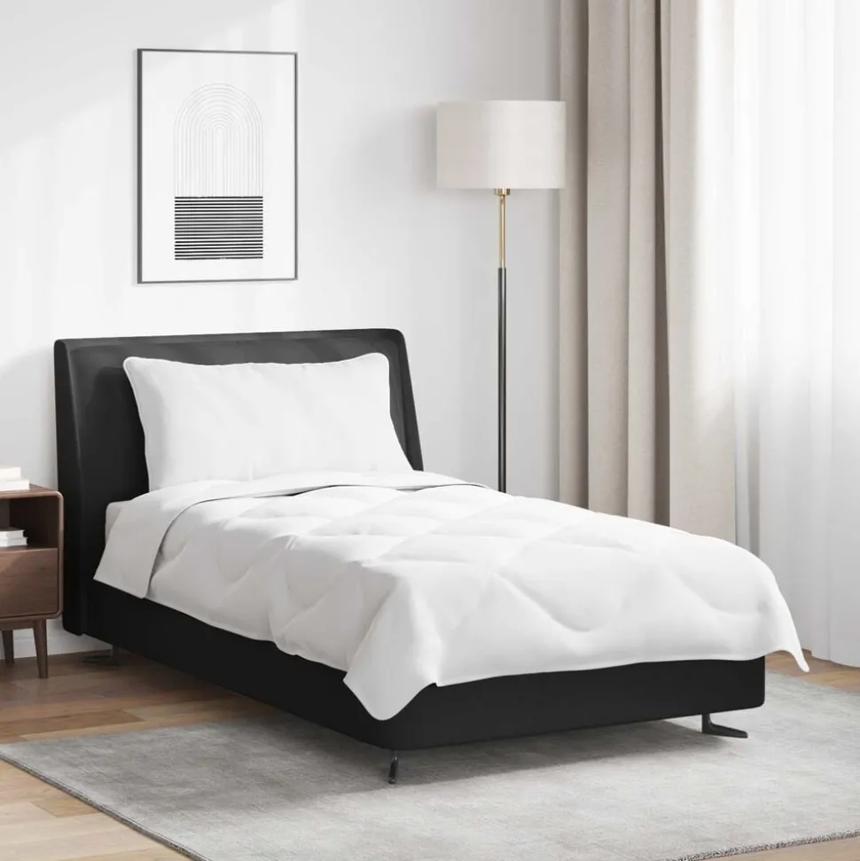 vidaXL Zomer Dekbed met kussen 2 pcs Wit Microvezel
