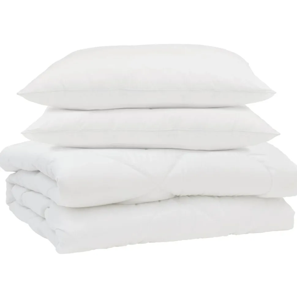 vidaXL Zomer Dekbed met kussen 3 pcs Wit Microfibre