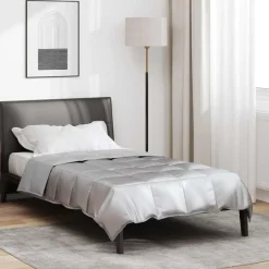 vidaXL Zomer Dekbed Zilver 135 x 200 cm Satijn en Microfiber