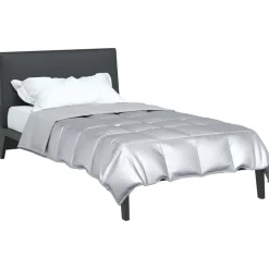 vidaXL Zomer Dekbed Zilver 135 x 200 cm Satijn en Microfiber