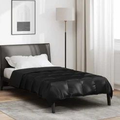 vidaXL Zomer Dekbed Zwart 135 x 200 cm Satijn en Microfiber