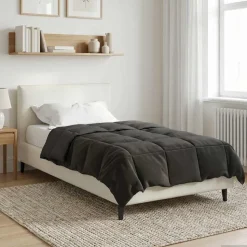 vidaXL Zomerdekbed Doorgestikt Antraciet 135 x 200 cm Microvezel