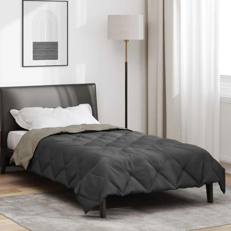 vidaXL Zomerdekbed Lichtgrijs en Antraciet 200 x 135 cm Microfiber
