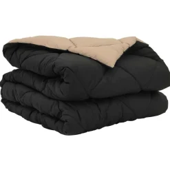 vidaXL Zomerdekbed Zwart en Taupe 200 x 135 cm Microfiber