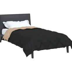 vidaXL Zomerdekbed Zwart en Taupe 200 x 135 cm Microfiber