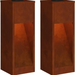 vidaXL Zonne LED Padverlichting 2 pcs Brons Cortenstaal