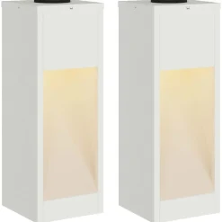 vidaXL Zonne LED Padverlichting 2 pcs Wit Koudgewalst staal
