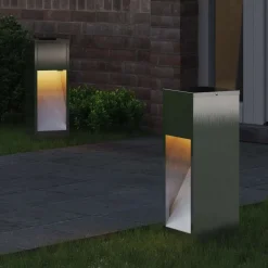 vidaXL Zonne LED Padverlichting 2 pcs Zilver Roestvrij staal