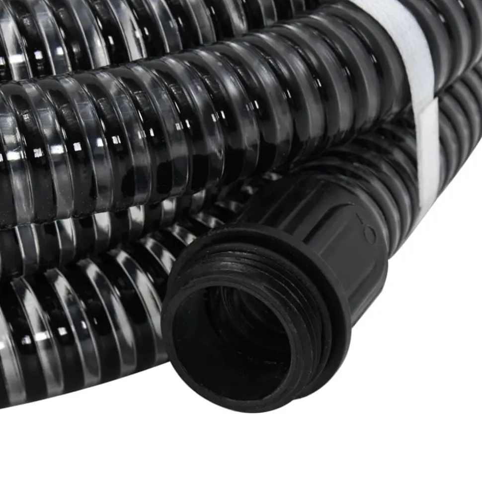 vidaXL Zuigslang met messing koppelingen 1,1'' 3 m PVC zwart