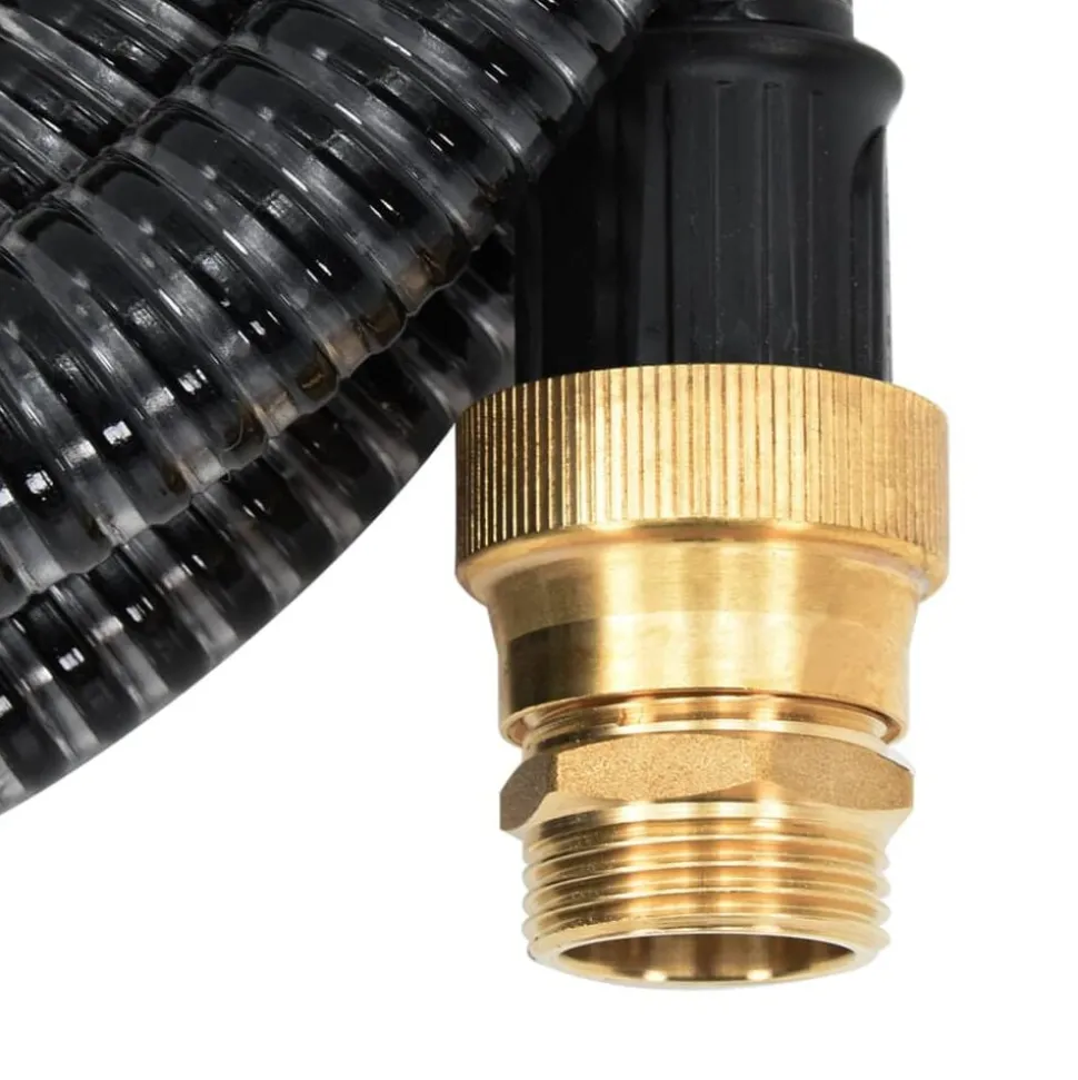 vidaXL Zuigslang met messing koppelingen 1,1'' 3 m PVC zwart
