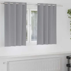 vidaXL Zwart-out Gordijnen met Ringen 2 pcs Lichtgrijs 140 x 140 cm
