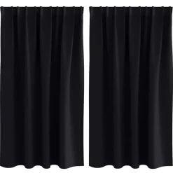vidaXL Zwart-out Gordijnen met Ringen 2 pcs Zwart 140 x 140 cm