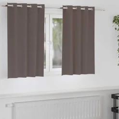 vidaXL Zwart-out Gordijnen met Ringen 2 pcs Donkerbruin 140 x 140 cm