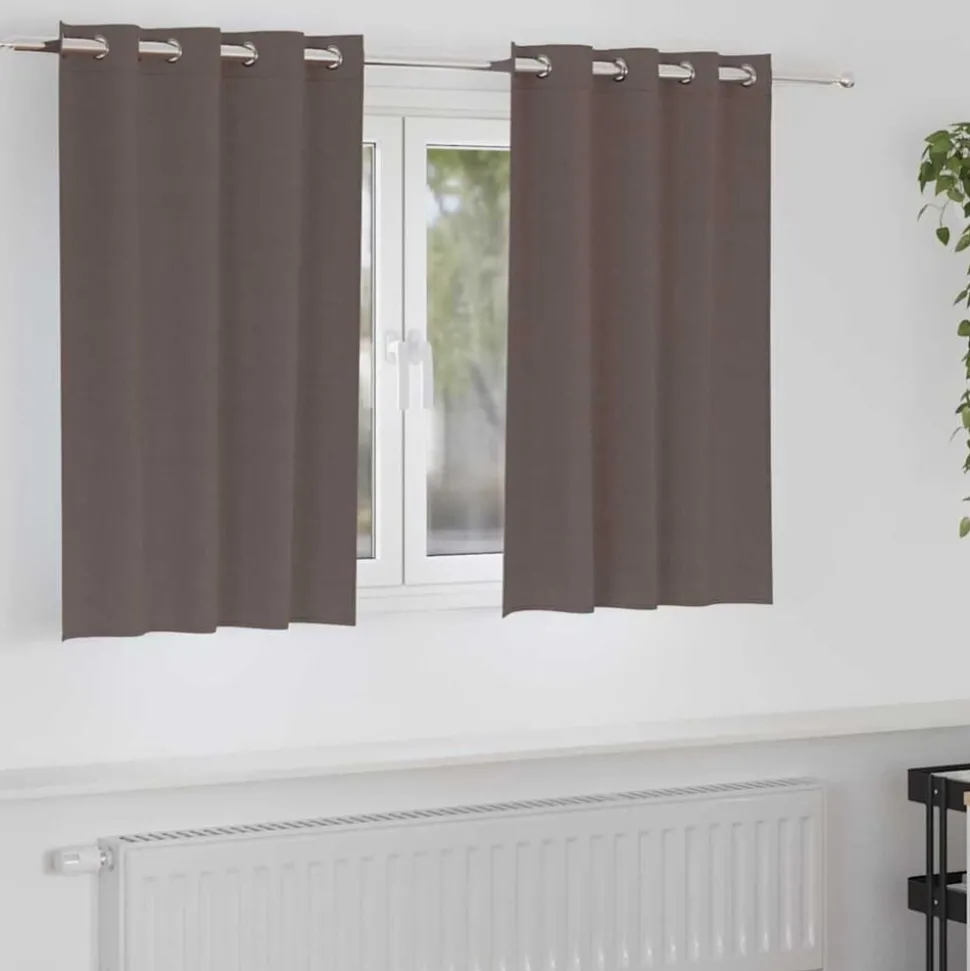 vidaXL Zwart-out Gordijnen met Ringen 2 pcs Donkerbruin 140 x 140 cm