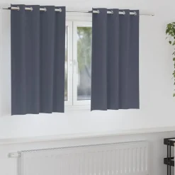 vidaXL Zwart-out Gordijnen met Ringen 2 pcs Antraciet 140 x 140 cm