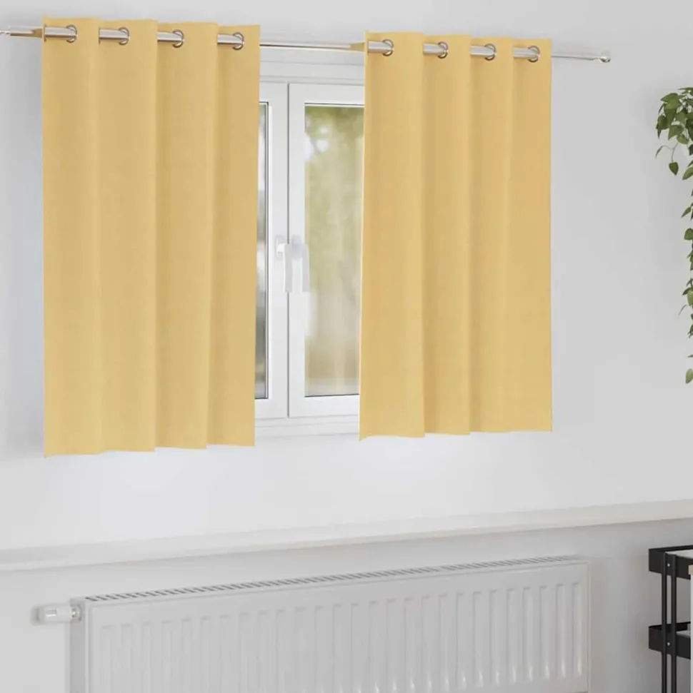 vidaXL Zwart-out Gordijnen met Ringen 2 pcs Beige 140 x 140 cm
