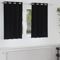 vidaXL Zwart-out Gordijnen met Ringen 2 pcs Zwart 140 x 140 cm