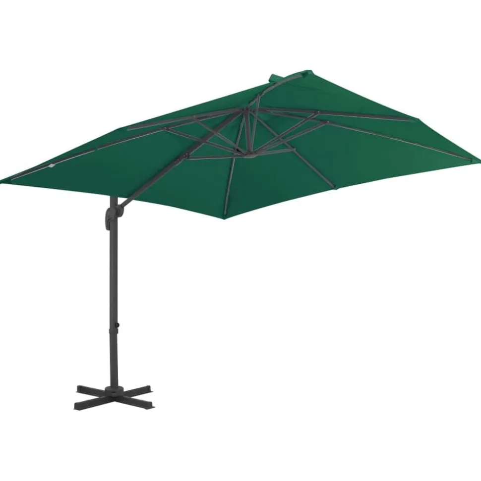 vidaXL Zweefparasol met aluminium paal 300x300 cm groen
