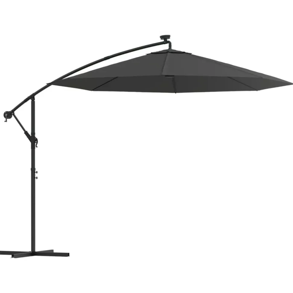 vidaXL Zweefparasol met LED-verlichting stalen paal 300 cm antraciet