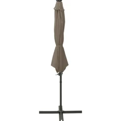 vidaXL Zweefparasol met paal en LED-verlichting 300 cm taupe